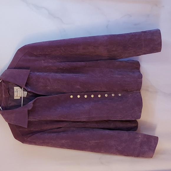 Live A Little Women's Purple Suede Fitted Jacket Snapped Front Size M - Picture 1 of 13